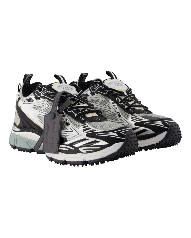 OFF-WHITE Women's Be Right Back Sneakers - Off White Leather Grey Black Synthetic Shoes Multicolor