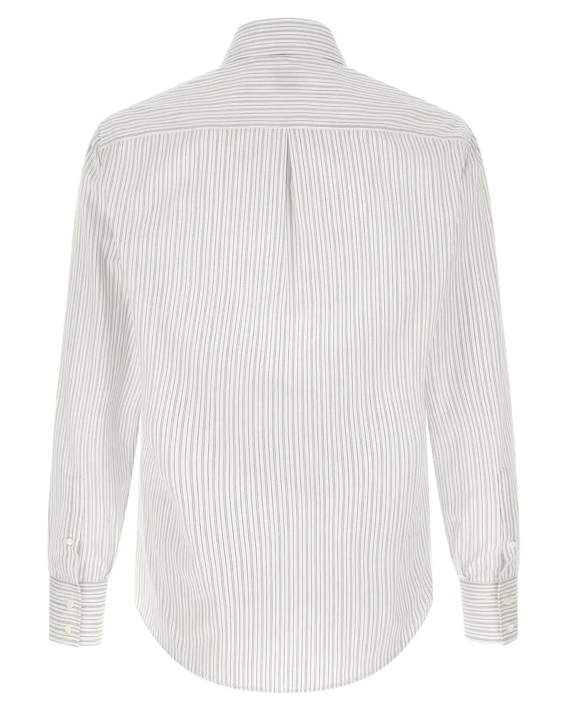 Brunello Cucinelli Vertical Striped Cotton Shirt — white White