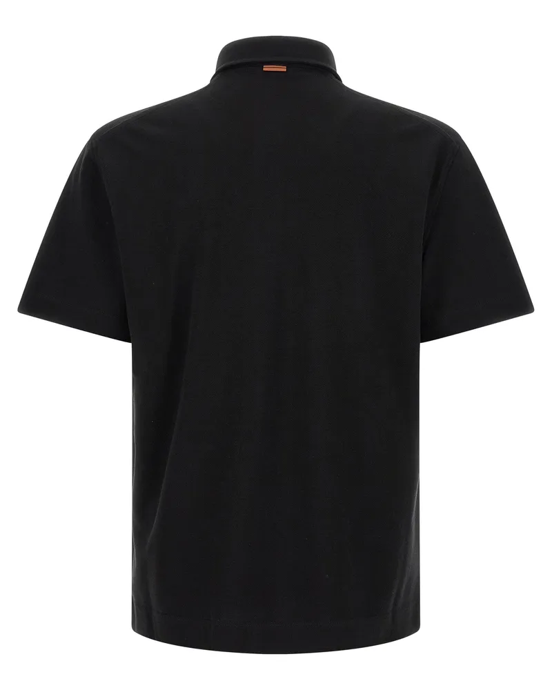 Ermenegildo Zegna Cotton Polo Shirt — Black Black