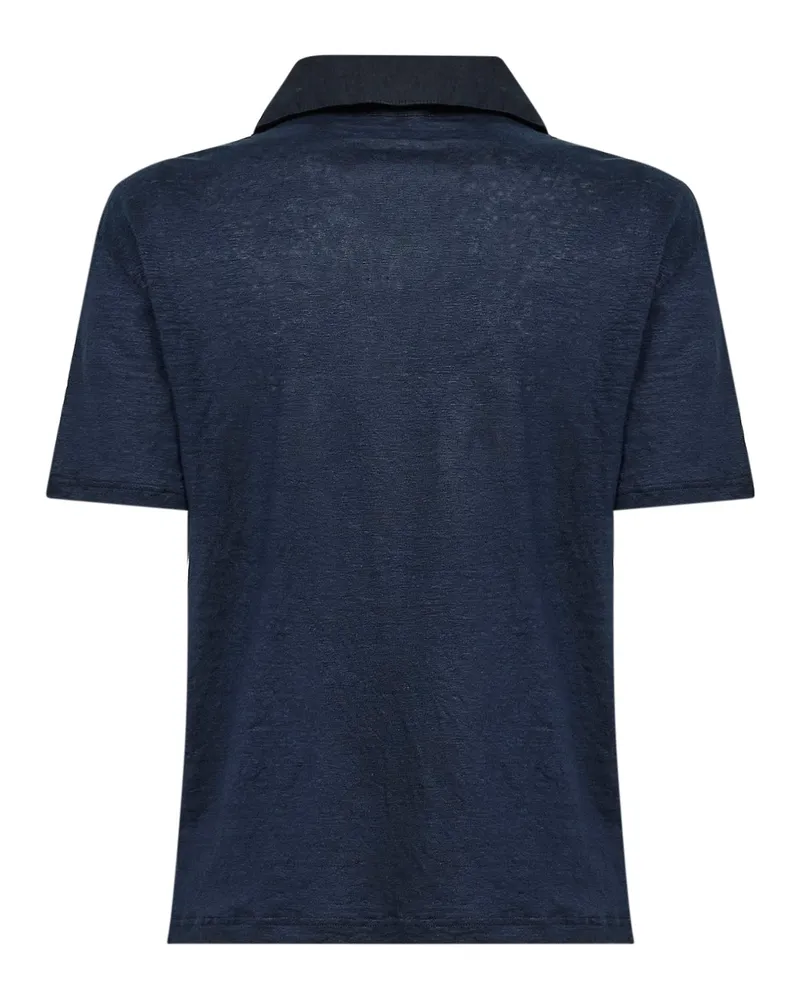 Blanca Women's Polo Shirt Blue Linen Tops Blue