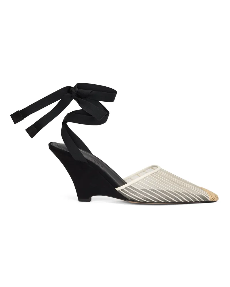 Jacquemus Pointed-Toe Ribbon-Back Sandal — Beige Beige