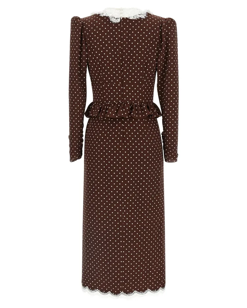 Alessandra Rich Women's Brown Silk Midi Dress Brown