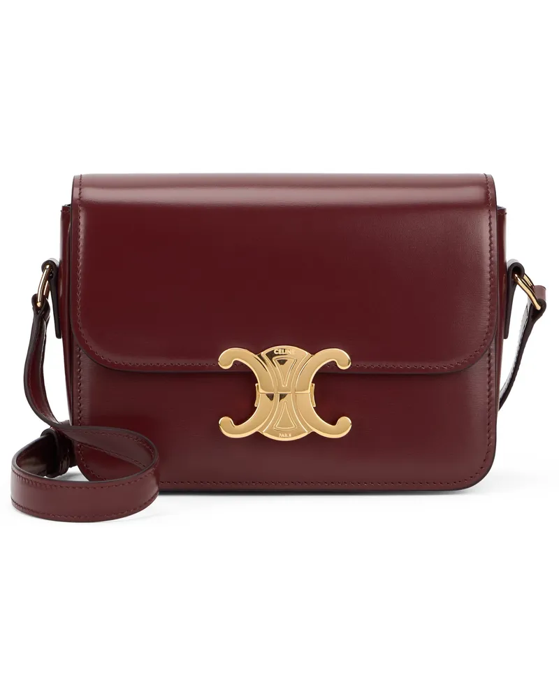 Celine Women's Shoulder Bag Triomphe Classique Burgundy Calfskin Burgundy