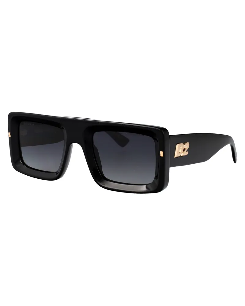 Dsquared2 Black Acetate Rectangle Sunglasses — Black Black