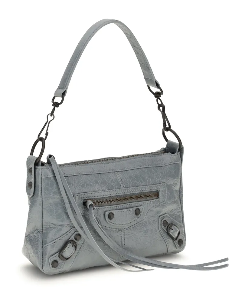 Balenciaga Women's Handbag Le City Moto Mini Blue Grey Lamb (ovis Aries) Handbags Hand Bags Gray