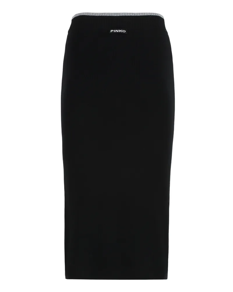 Pinko Women's Skirt Nuova Guinea Ribbed Knit Black Wool Black
