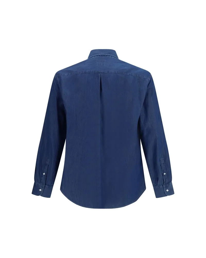 Brunello Cucinelli Men's Blue Denim Shirt Blue