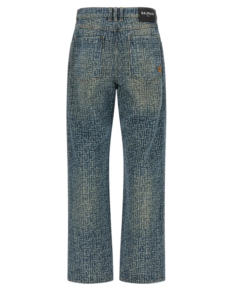 Balmain Men's Blue Cotton Straight-Leg Jeans Clothing Blue
