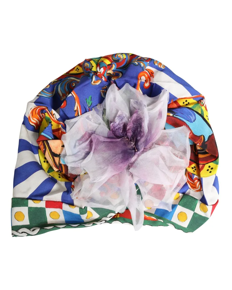 Dolce & Gabbana Women's Multicolor Carretto Motif Turban Headwear Hat Cotton Elastane Silk Multicolor