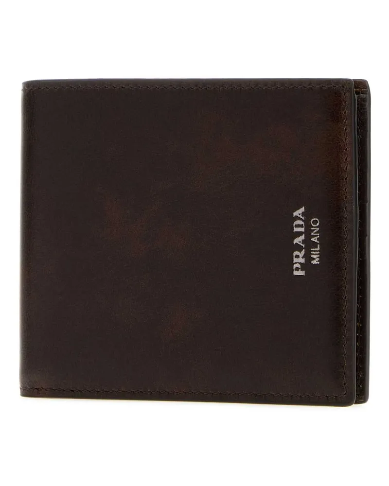 Prada Men's Chocolate Leather Wallet Cacao Exterior: Calf Portafogli Brown
