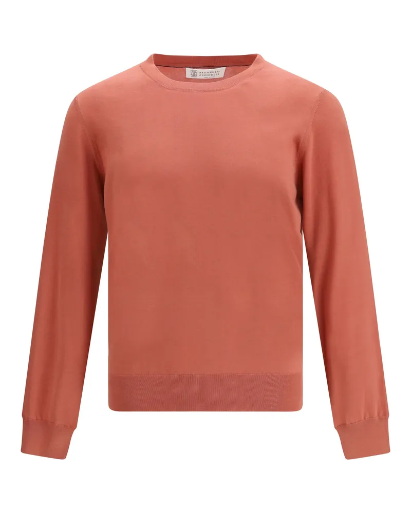 Brunello Cucinelli Men's Sweater Cotton Peach-Mist Peach/mist Pink