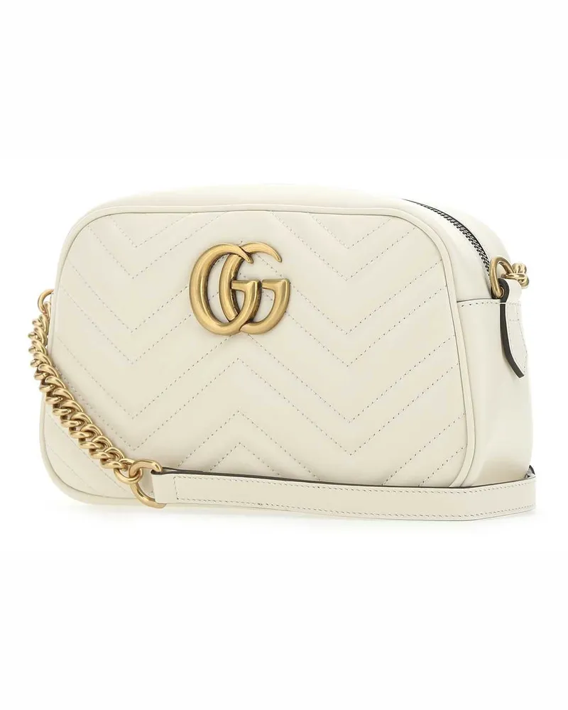 Gucci Women's Ivory Leather Small Marmont Crossbody Bag 9022 Borse A Mano White
