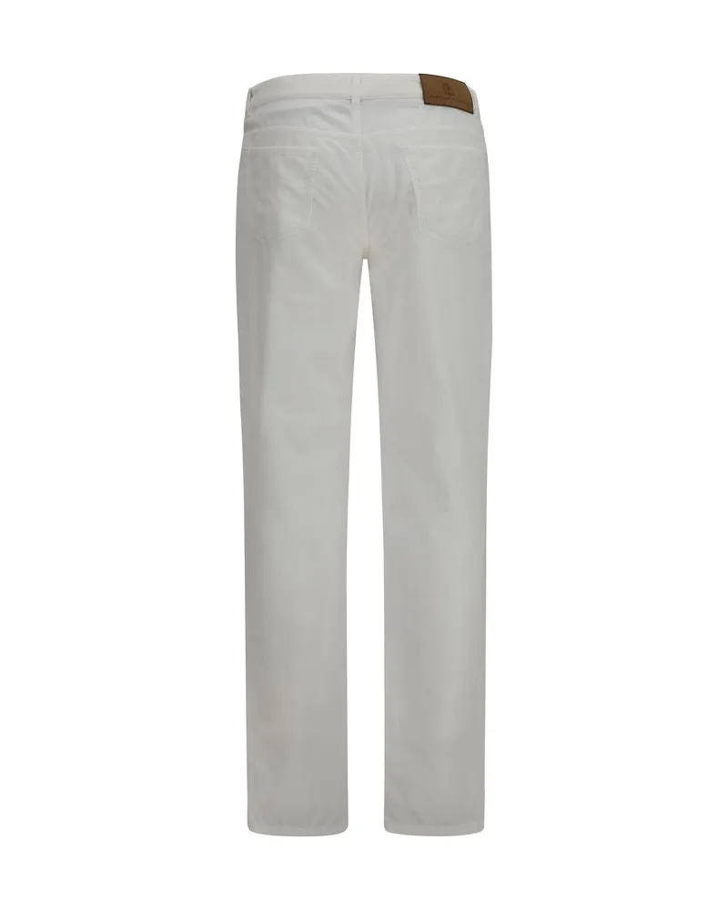 Brunello Cucinelli Corduroy Cotton Trousers — White White
