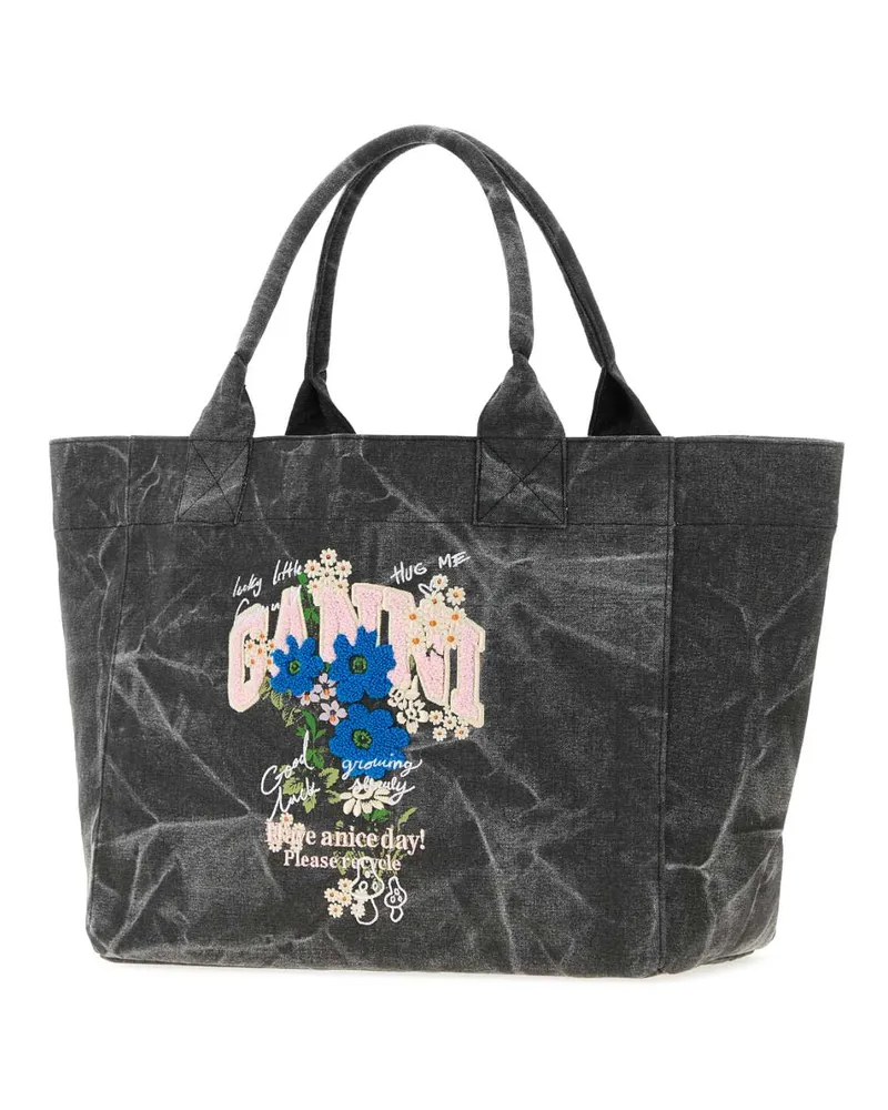 Ganni Trapeze Fabric Tote Bag — Gray Gray
