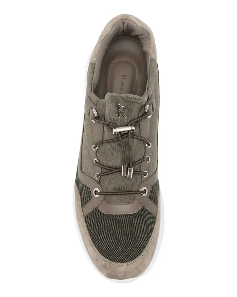 Stefano Ricci Men's Suede-Panelled Drawstring-Fastening Sneakers Aw26 M Olive