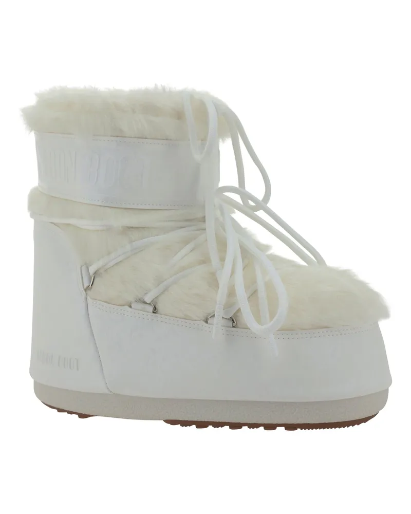Moon Boot Women's Icon Low Faux Fur Boots Optical White Polyamide White