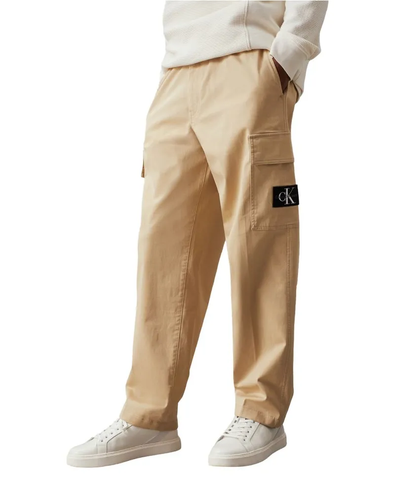 Calvin Klein Cotton Cargo Pants — Beige Beige