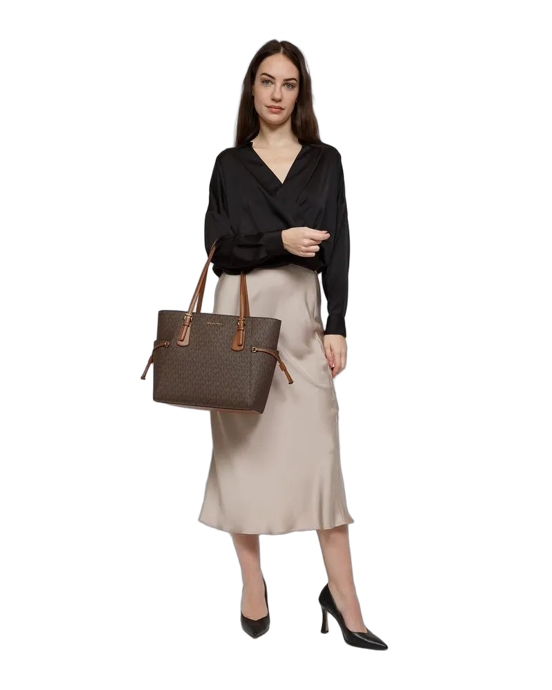 Michael Kors Women's Tote Brown Polyvinyl Chloride Tote-bags Brown