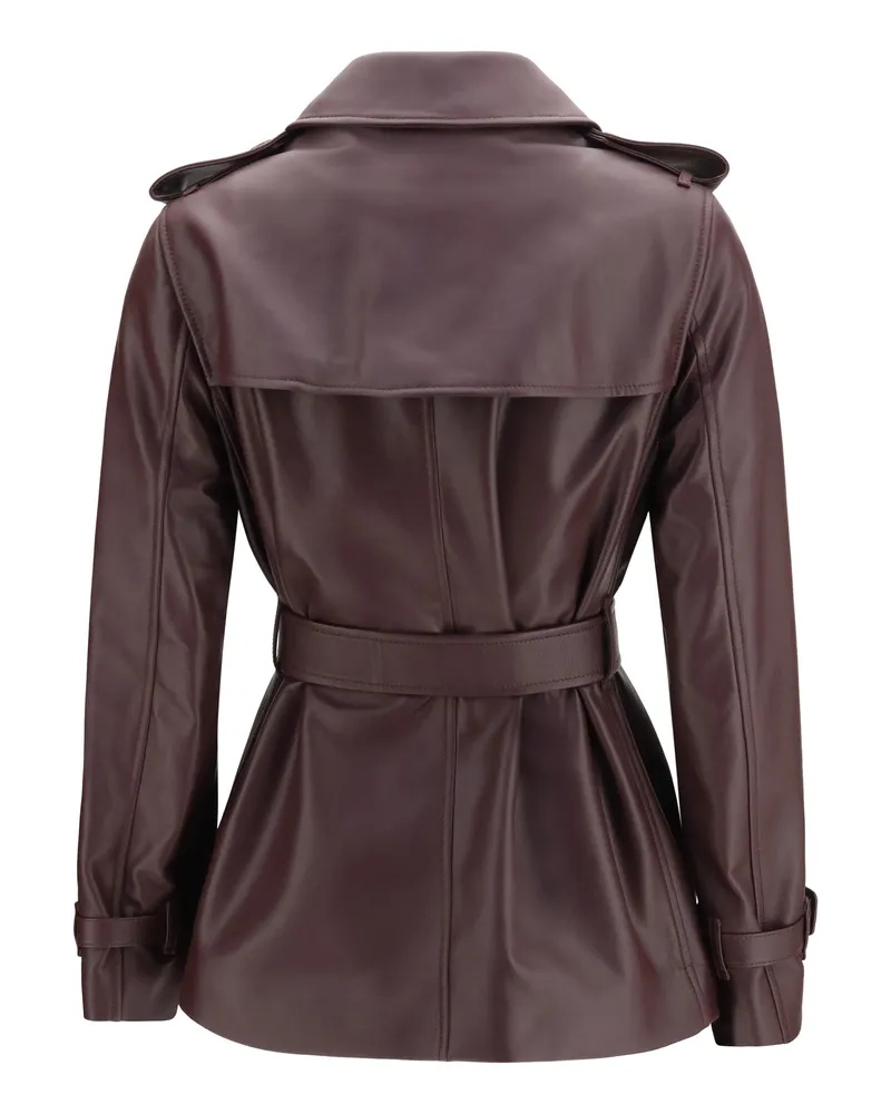 Burberry Leather Trench Coat — Burgundy Burgundy