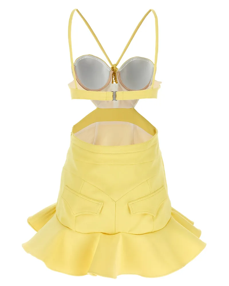 Paco Rabanne Cutout Viscose Mini Dress — Yellow Yellow