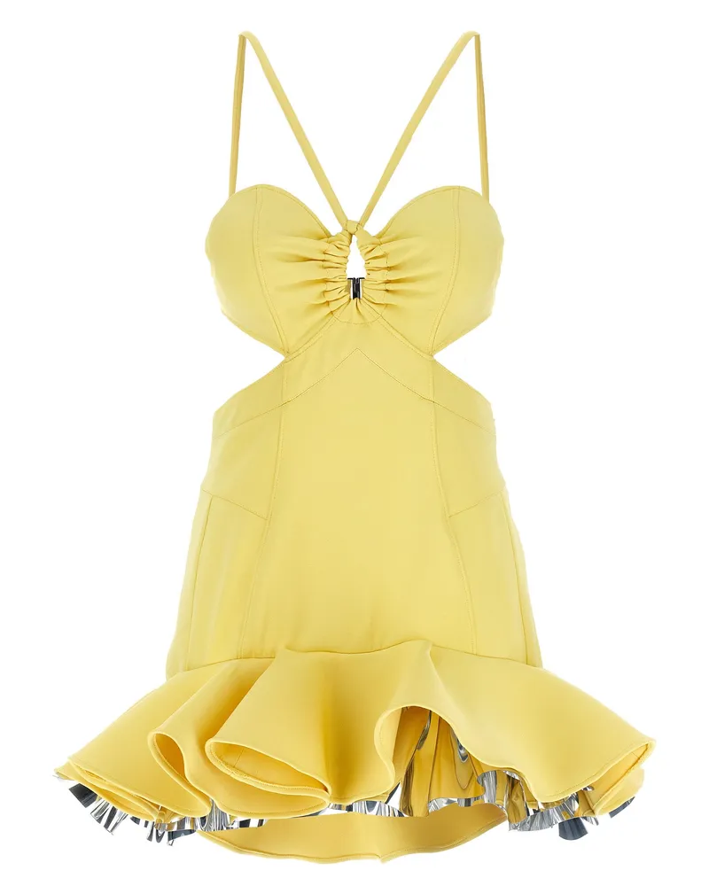 Paco Rabanne Cutout Viscose Mini Dress — Yellow Yellow