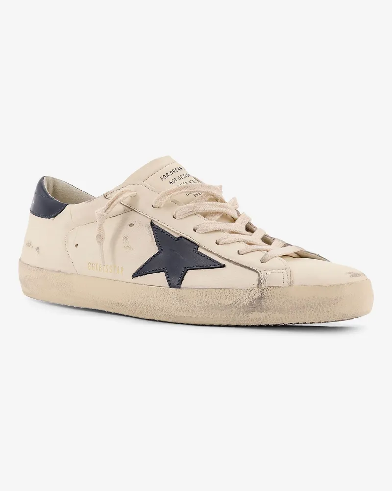 Golden Goose Men's Leather Sneakers Super Star Beige Trainers Beige