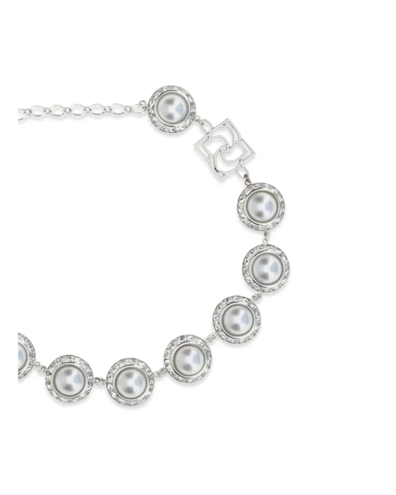 Magda Butrym Women's Necklace Pearl And Crystal Rhodium Silver Metal Necklaces Silver