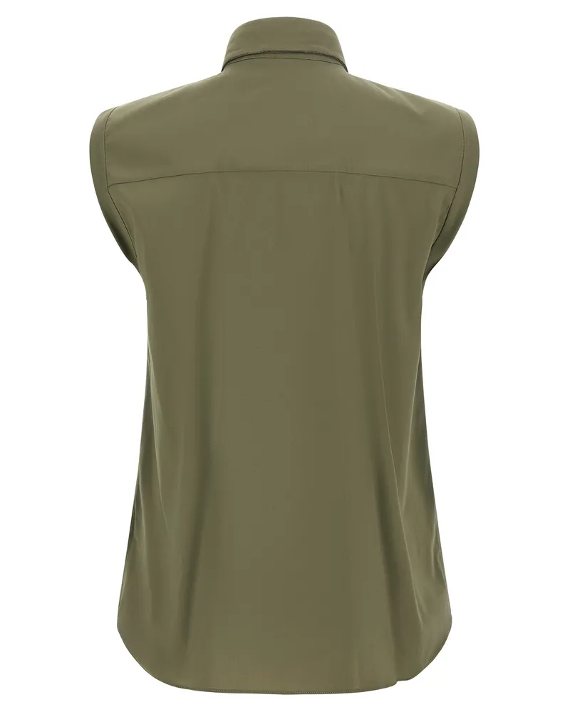 Brunello Cucinelli Women's Bicolor Cotton Blouse Green