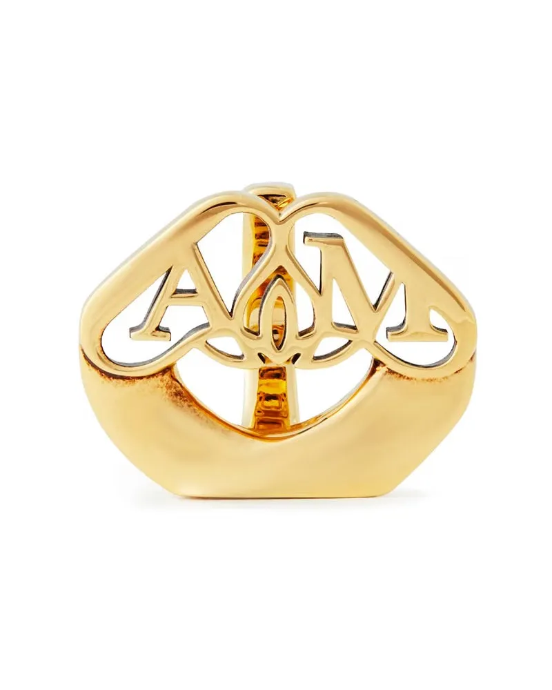 Alexander McQueen Seal Logo Ring — Gold Gold
