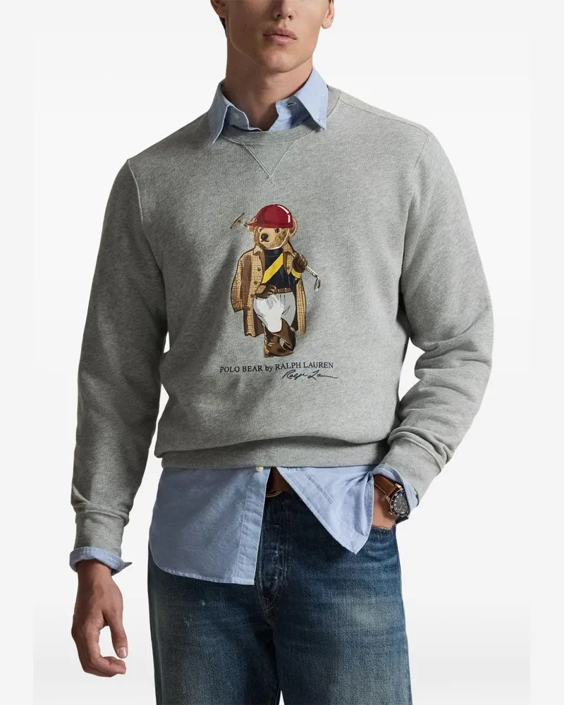 Ralph Lauren Men Polo Bear Sweatshirt Grey Cotton Sweatshirts Sweater Gray