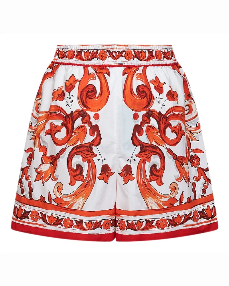 Dolce & Gabbana Women's Bermuda Shorts Maiolica Print Orange Multicolour Cotton Orange