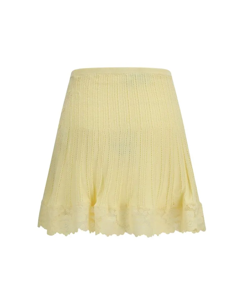Self-Portrait Women's Bicolor Viscose Mini Skirt Yellow