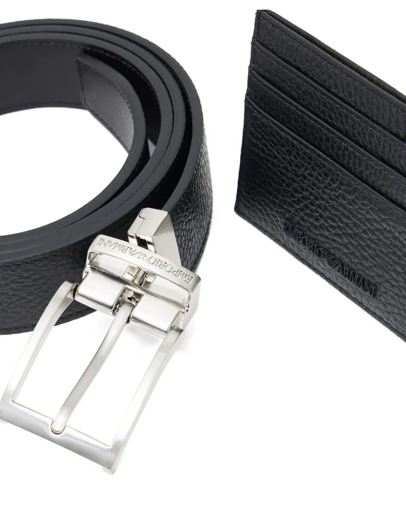 Emporio Armani Pebbled Leather Belt — Black Black