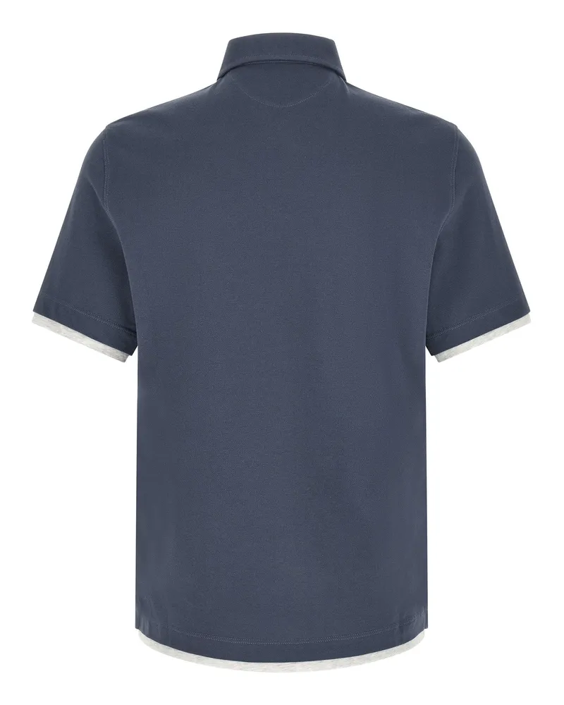 Brunello Cucinelli Double Layer Piquet Polo Polo Shirt — Navy Navy