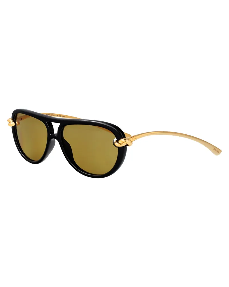Bottega Veneta Women's Sunglasses Black-Gold-Yellow Metal Black/gold/yellow Black
