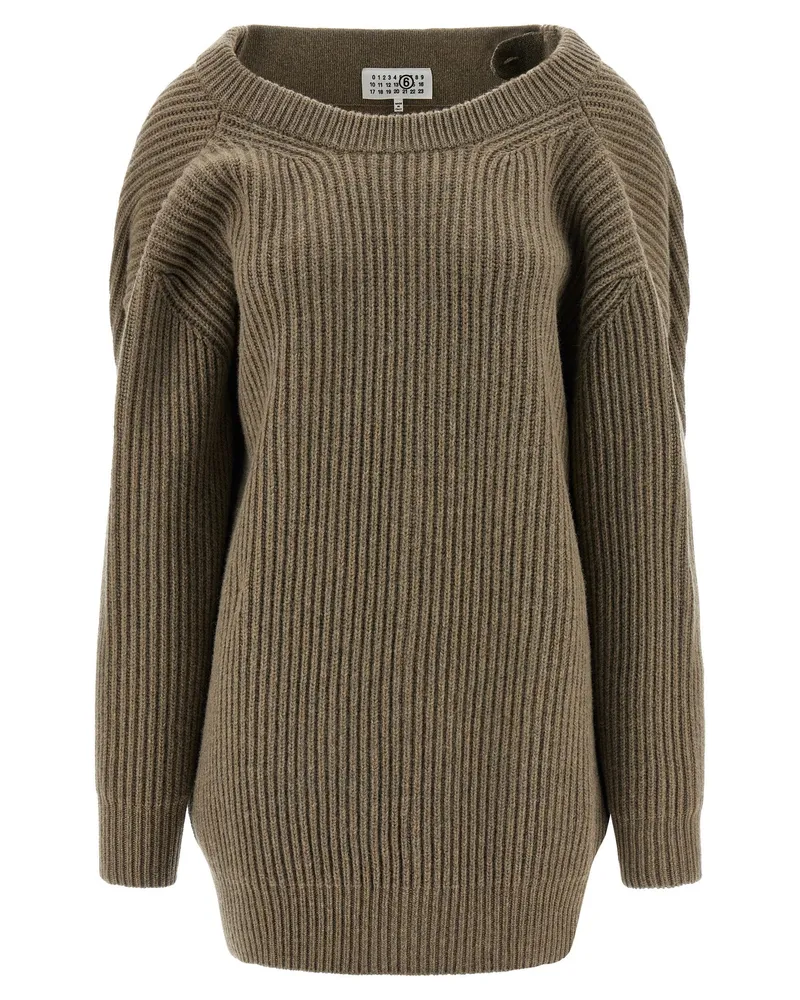 Maison Margiela Women's Beige Virgin Wool Short Dress Beige