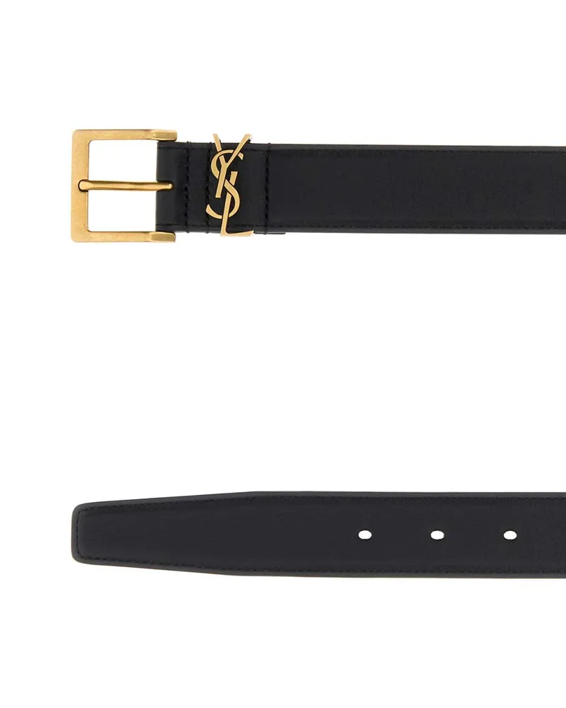 Saint Laurent Box Laqué Belt — Black Black