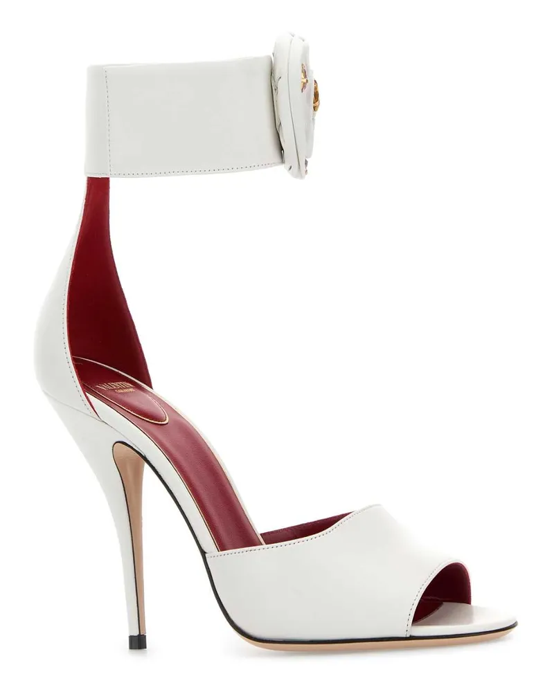 Valentino Garavani Women's White Leather Drip Rose Sandals Biancomulticolor Sandali White