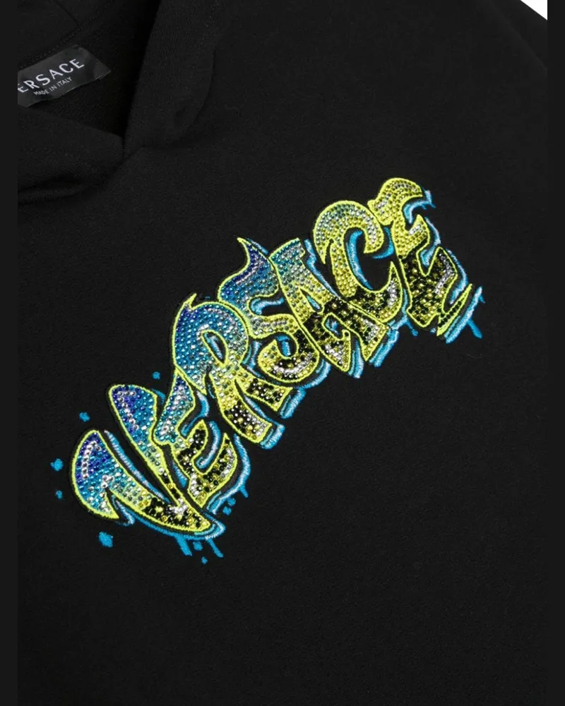 Versace Logo Cotton Hoodie — Black Black