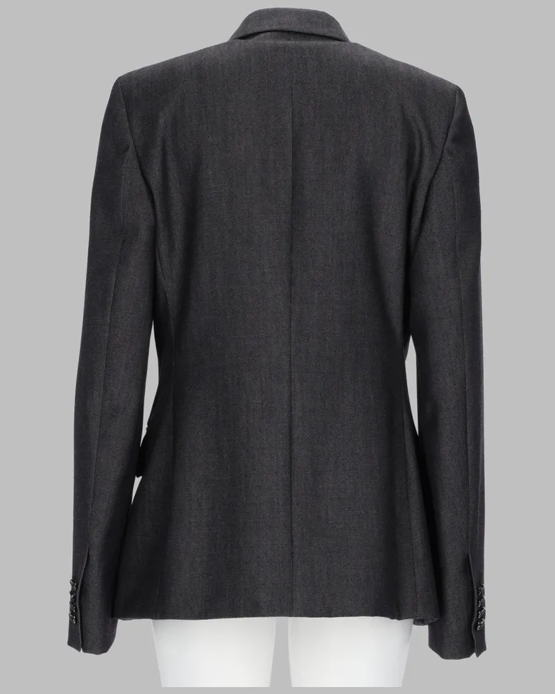 Balenciaga Double-Breasted Tailored Wool Blazer — Grey Grey