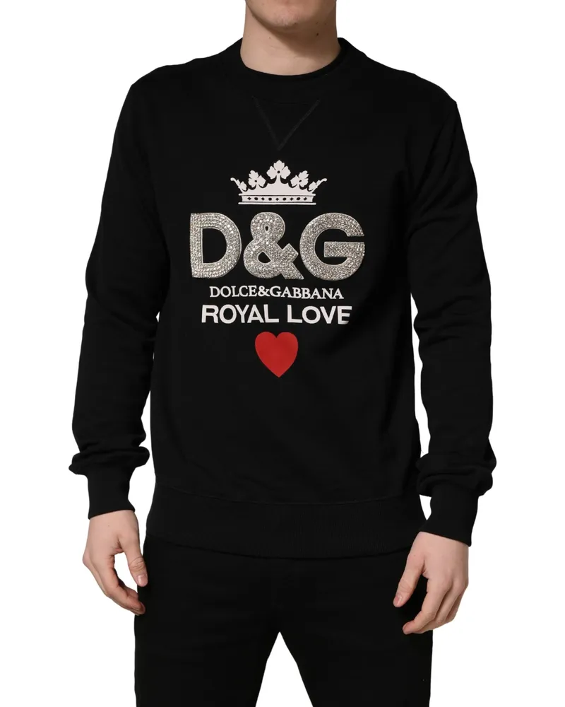 Dolce & Gabbana Men's Black Embellished Cotton Sweatshirt Sweater Clothing Black