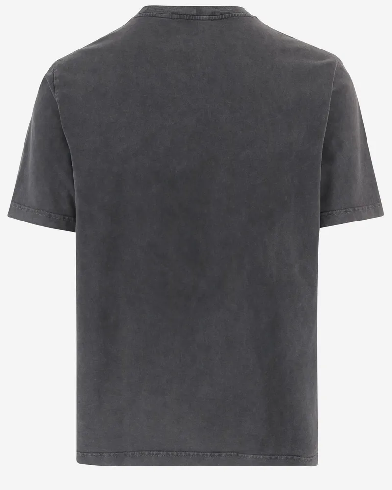 Kitsuné Men's T-Shirt With Embroidered Fox Logo Grey Cotton T-Shirts And Polos Gray