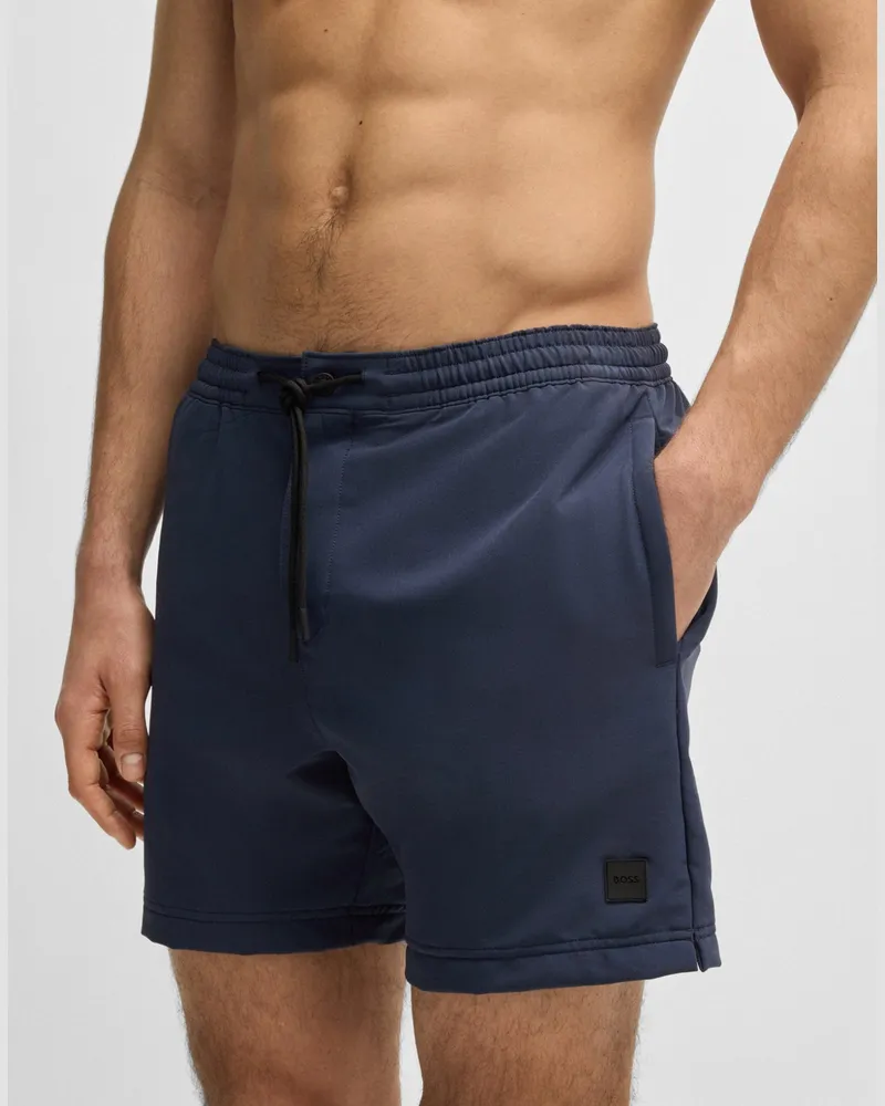 HUGO BOSS Men's Performance Logo Badge Swim Shorts Blue Clothing > Beachwear Navy