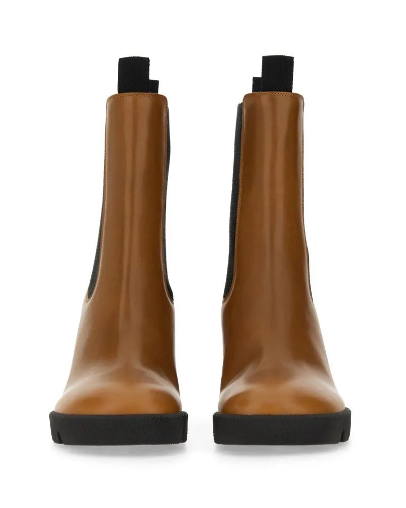 Burberry Calf Grain Leather Boot — Beige Beige