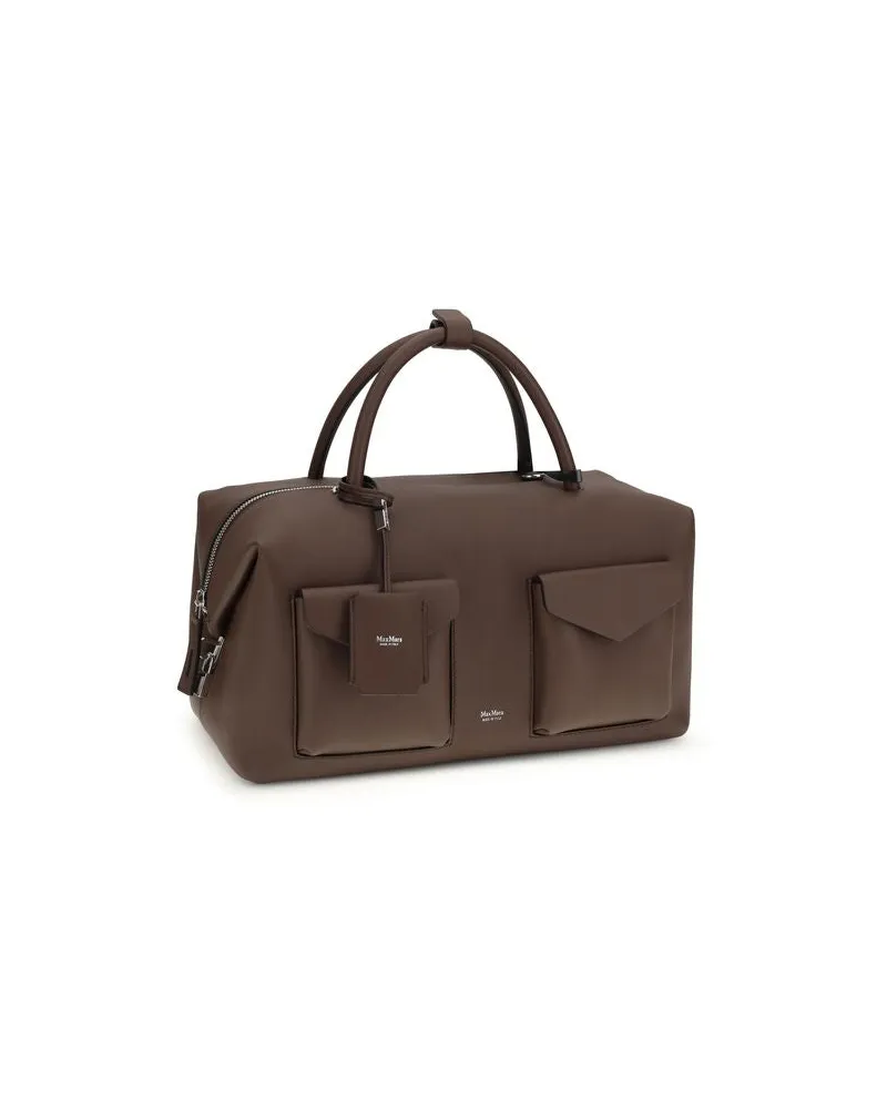 Max Mara Women's Holdall Cargo Handbag Brown Calf Leather Bos Brown