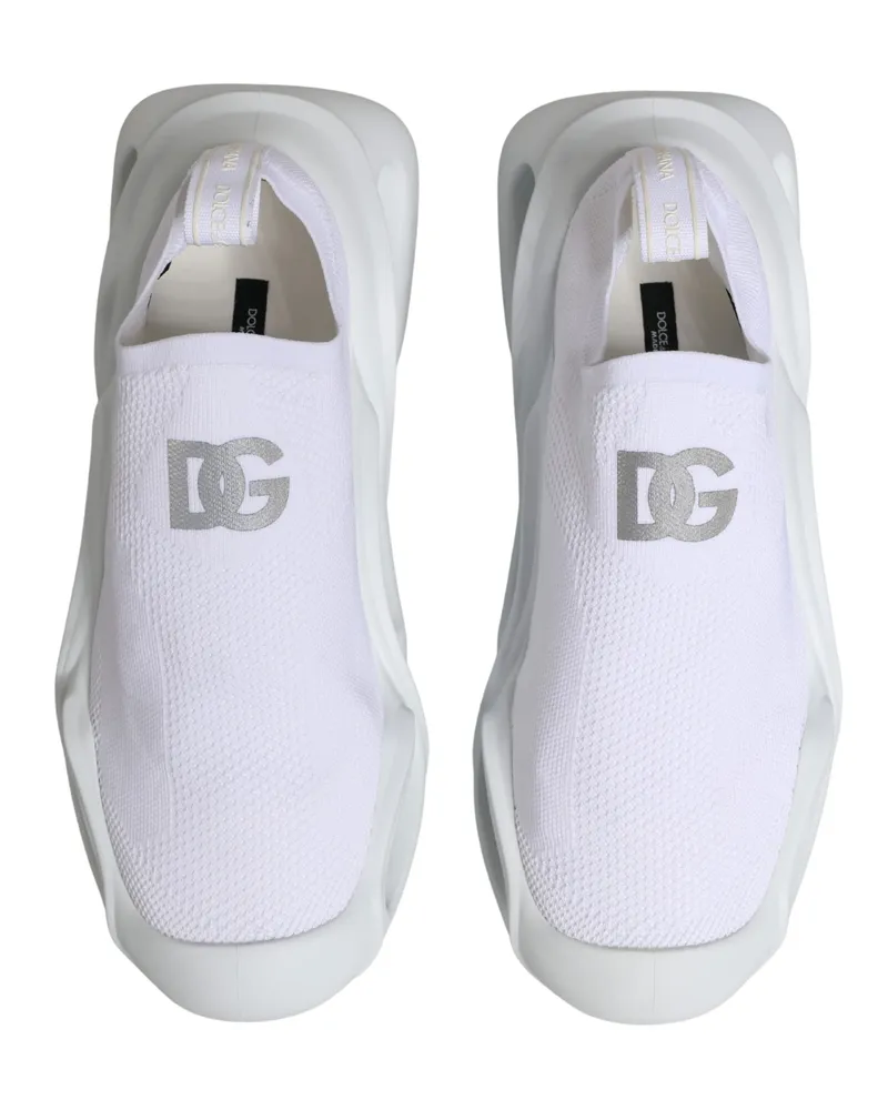Dolce & Gabbana Women's White Slip On Wave Low Top Sneakers Shoes Polyester Viscose White