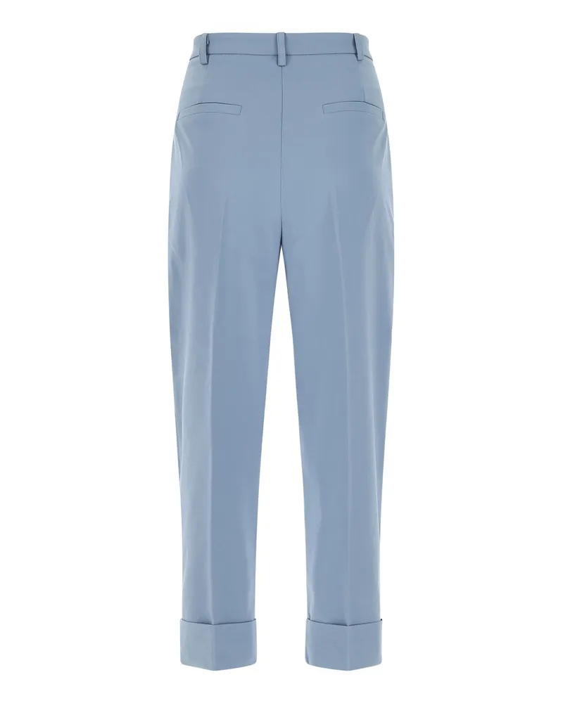Hebe Studio Women's Pleated High-Rise Trousers Blue Linen Blue