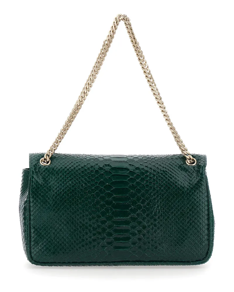 Tom Ford Women's Crossbody Bag Green Snake-Effect Leather Calf Shoulder Green