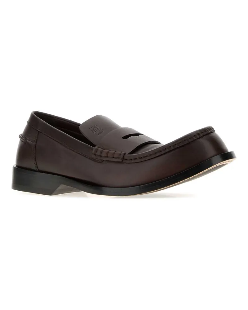 Loewe Men's Dark Brown Leather Bobine Loafers Mocassini Brown