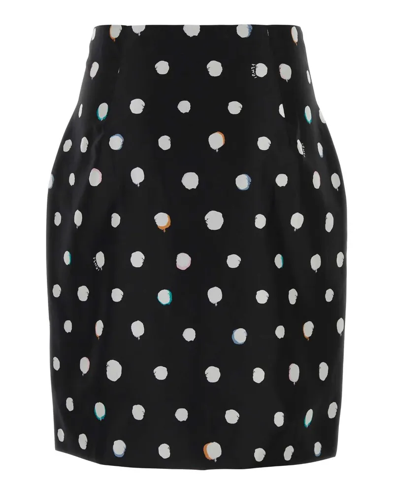 Fendi Women's Printed Taffeta Skirt Dots Exterior: Silk Gonne Black